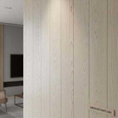 Sanded And Polished Natural American White Ash Interior Wall Paneling Designed To Offer Elegant Wood Texture And Performance For Interior Spaces