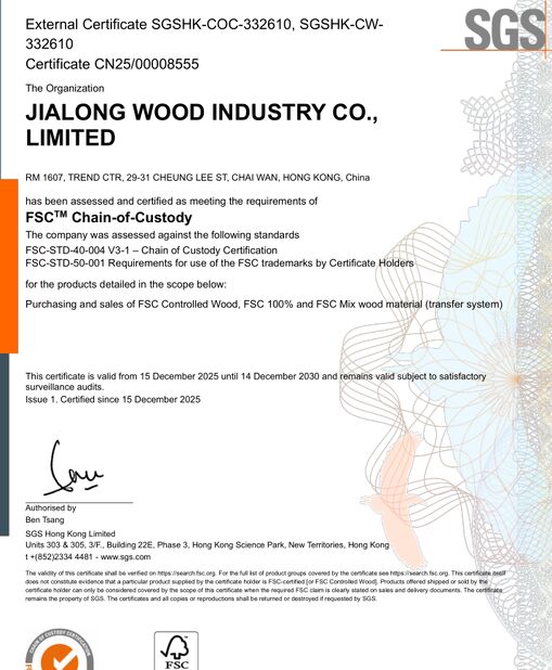 چین JIALONG WOODWORKS CO.LTD گواهینامه ها